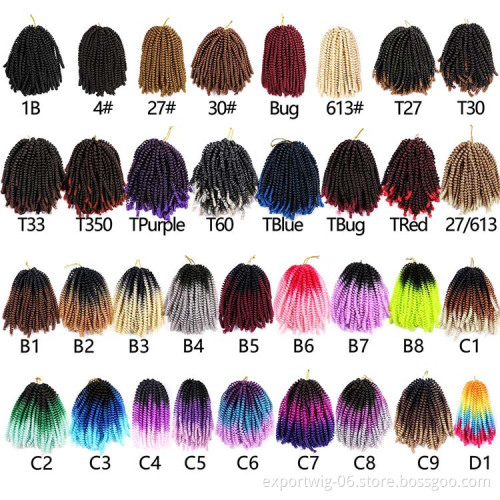 Factory Price Synthetic Hair Color Women Spring  Twist Crochet Braid Hair Extension 8 inch Spring Twist Hair